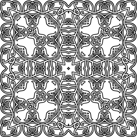 Interlocking Geometric Design From Square Mandalas Coloring Page